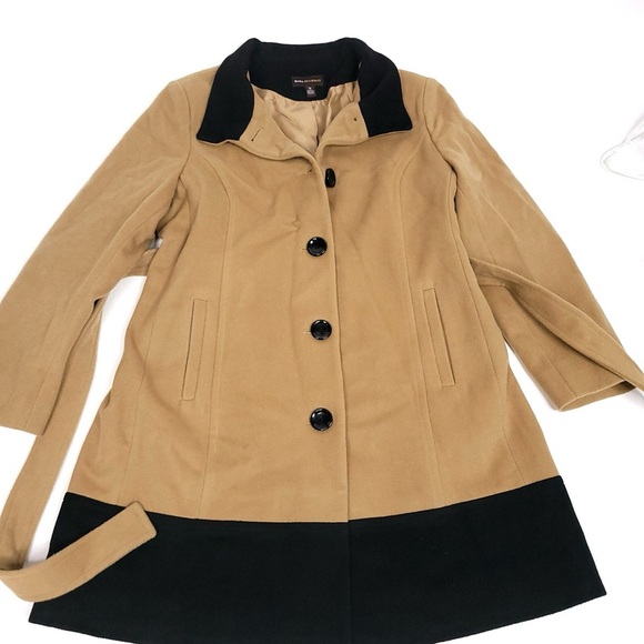 Vintage Cashmere Wool Coat Luxury Classic Two Tone Camel Tan Black Women Size XL - Picture 7 of 16